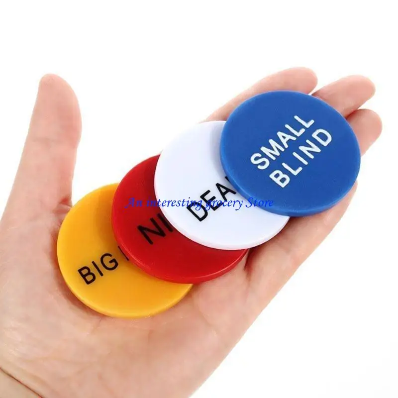 652D 4Pcs Round Button Small Blind Big Blind Dealer Buttons Coin Chip Coin Cards Guard Protector Coin