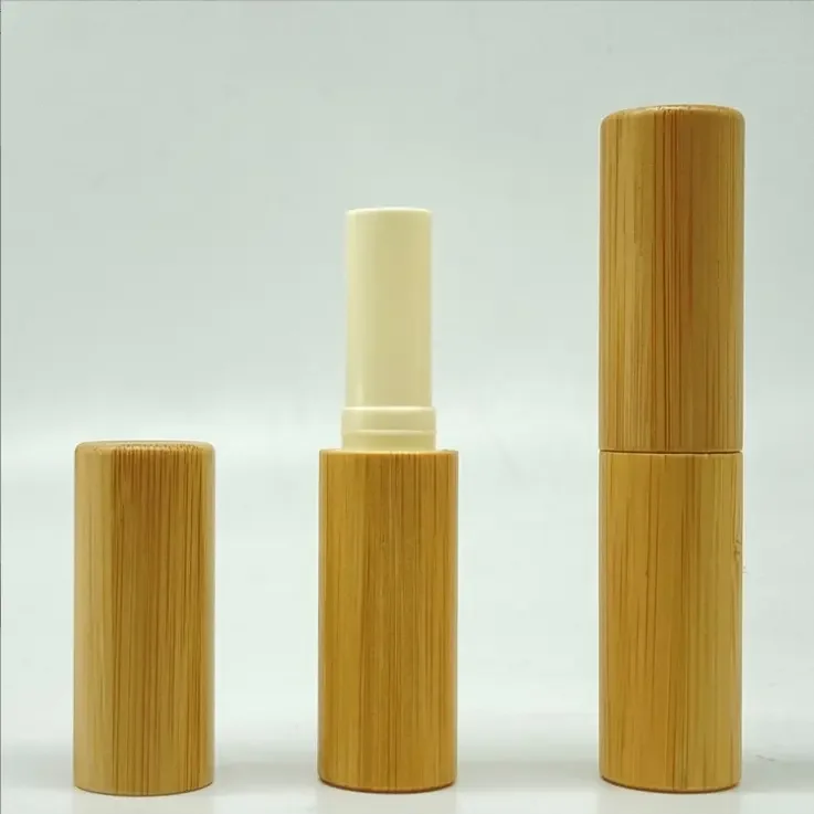 100* 3g Bamboo Empty Lipstick Tubes Refillable DIY Lip Gloss Tubes Containers Lip Balm Cosmetic Packaging for Women Girls Makeup