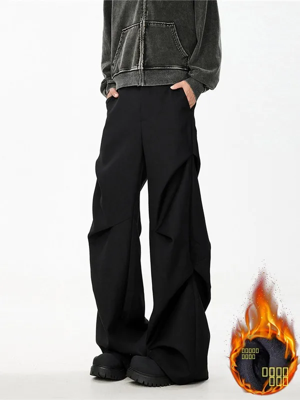 

Мужские брюки Bla Thiened Fce-lined Bell Bot, прямые, с высокой талией, струящиеся, в американском стиле, осень-зима