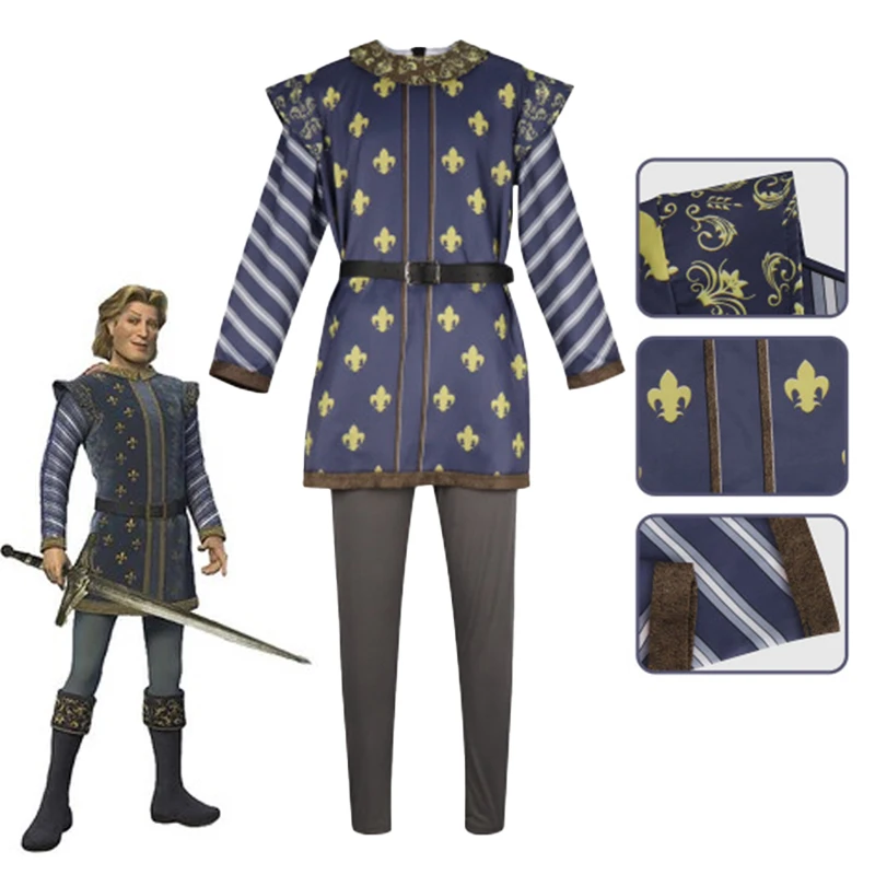 Anime Prince Charming Cosplay Costume Men Medieval Royal Prince Uniform Full Set Halloween Carnival Party Coser Outfit Role Play