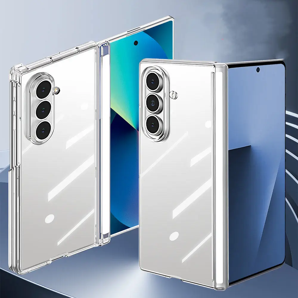 

Тонкий прозрачный защитный чехол с двойным шарниром для Samsung Galaxy Z Fold7, бронированная крышка