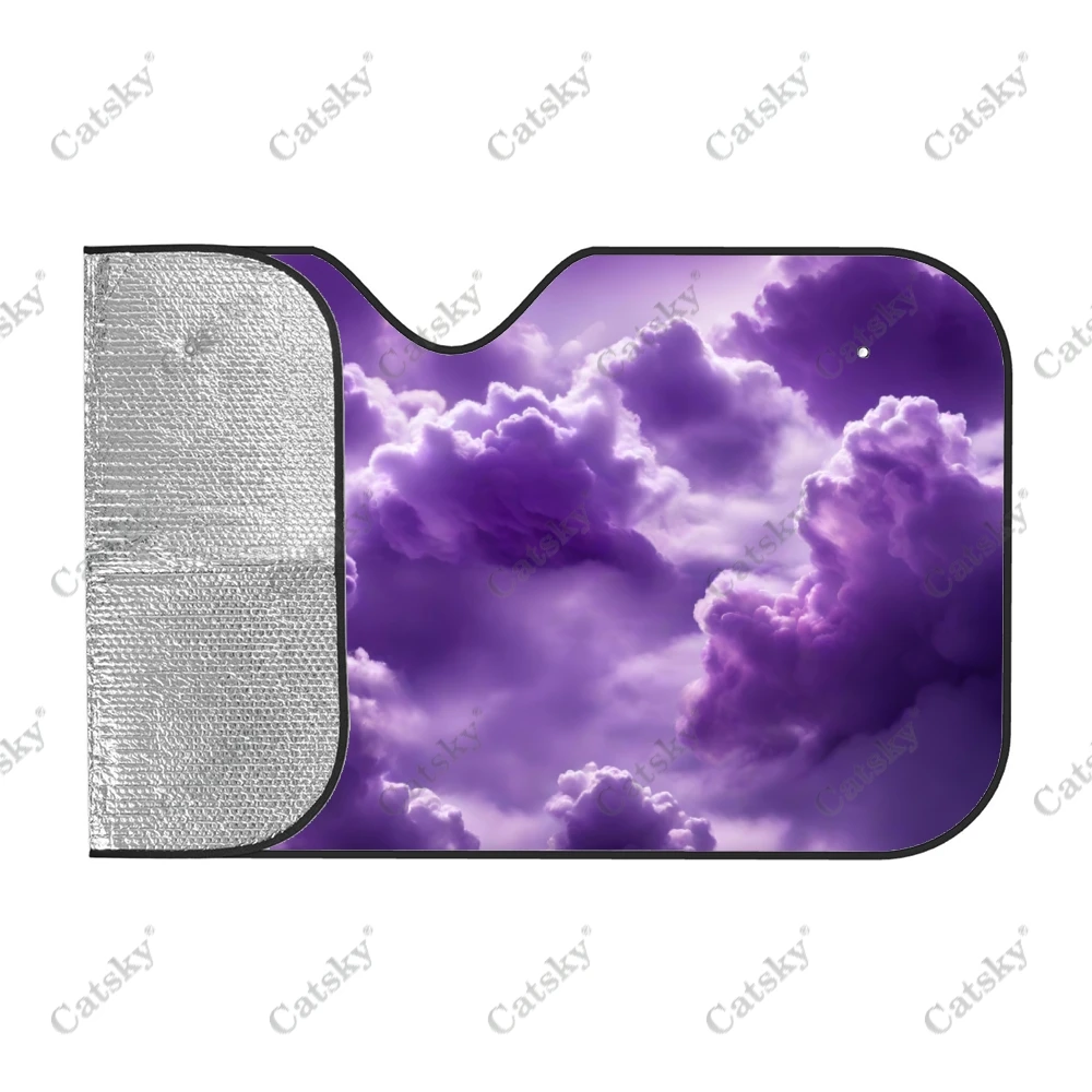 Purple Skies And Clouds Car Windshield Sunshade, Front Auto Car Windshield Sun Shade Blocks Uv Rays Sun Visor Protector