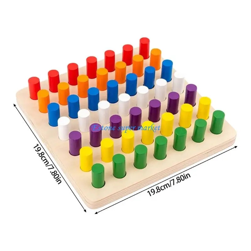 090B Drewniana tablica do sortowania kolorów Zabawka dla dzieci uczących się rozwoju umiejętności motorycznych od 3 lat