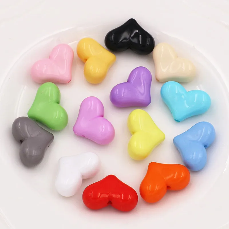 30PCS Colorful Acrylic Heart Beads Loose Spacer Beads For Jewelry Making DIY Bracelet Necklace Accessories