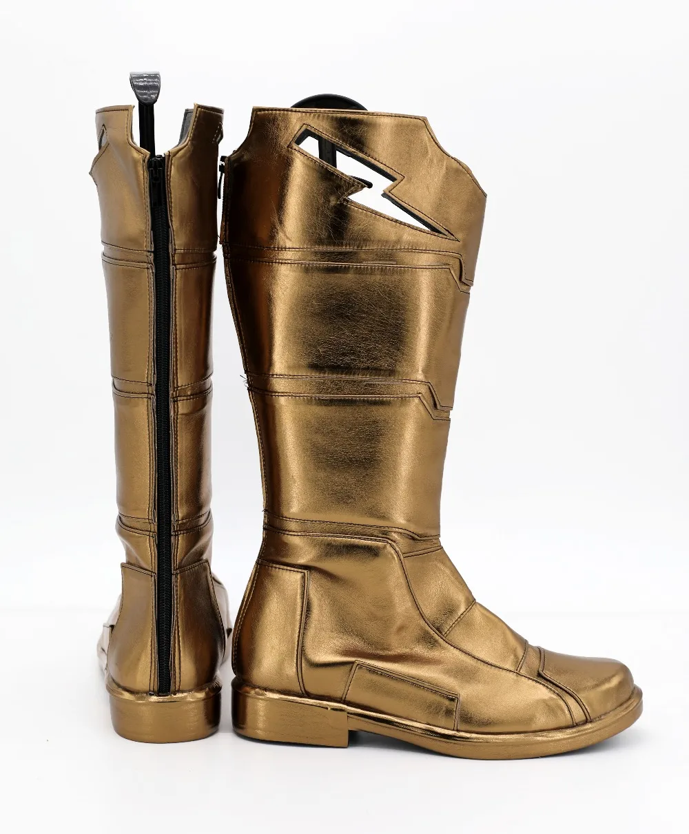 Filme Capitão Billy Batson Mary Batson Botas De Superherói Partido Dourado Plana Botas Altas Sapatos Para Homens Masculinos