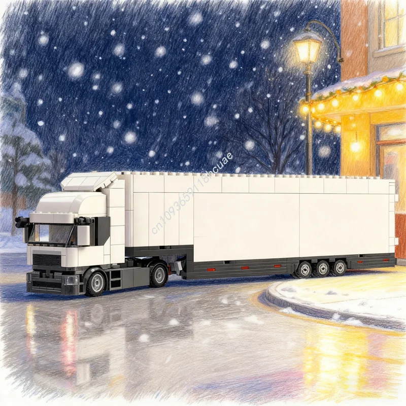 

957pcs MOC Low Deck Tractor Double Trailer Model Building Blocks Architecture Toy Christmas Gift Idea Brick Education Kids