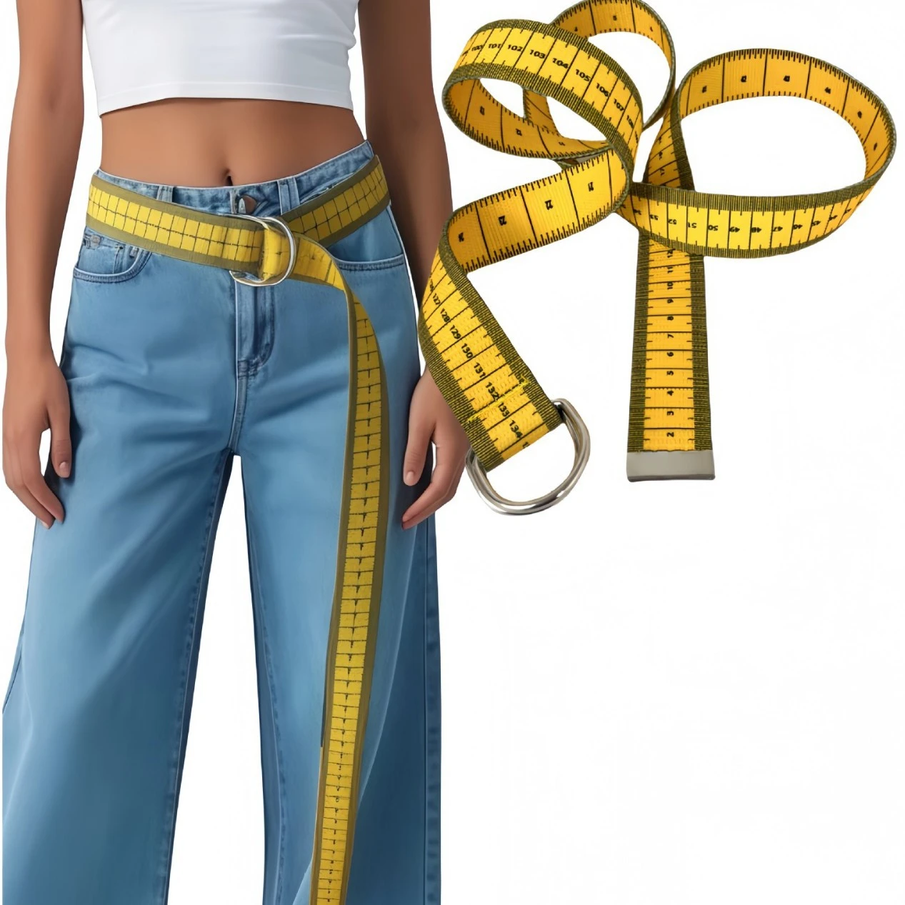 Trendy Innovative Ruler Design Waist Belt, Practical Measurement Tool Adjustable Waist Strap, Unique Accessory for Daily Outfits