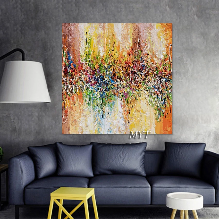 

Colourful Thick Texture Modern Abstract Oil Paintings On Canvas Wall Picture For Bedroom Handmade Art Home Decoration Piece