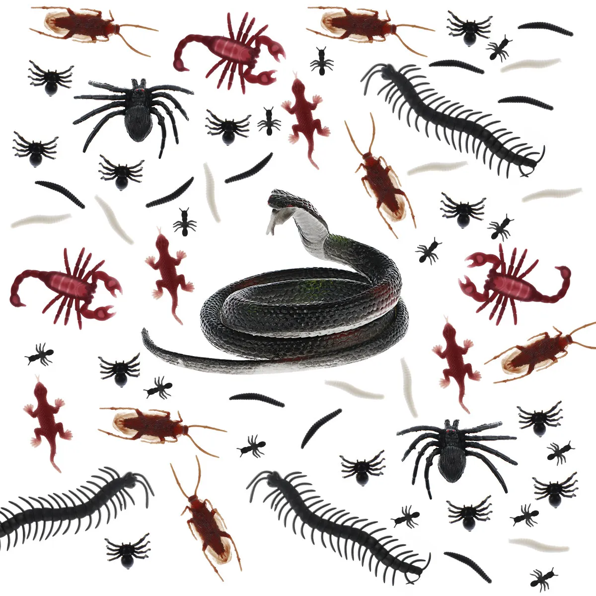 

169Pcs Realistic Halloween Insects Assorted Fake Bugs Prank Props Educational Simulated Animal Figures for Party Fun Learning