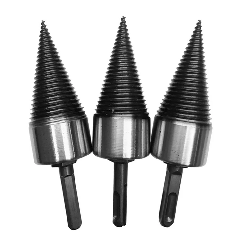 Splitter Firewood Drill Bit Splitting Tool With Handle 4pcs Log Set Wood Carbon Steel Cone Garden High quality