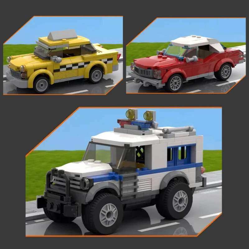 

Creative City Taxi Building Blocks MOC Red Sedan Undercover Storm Police Car Model Children's Puzzle Assembly Toy Birthday Gift