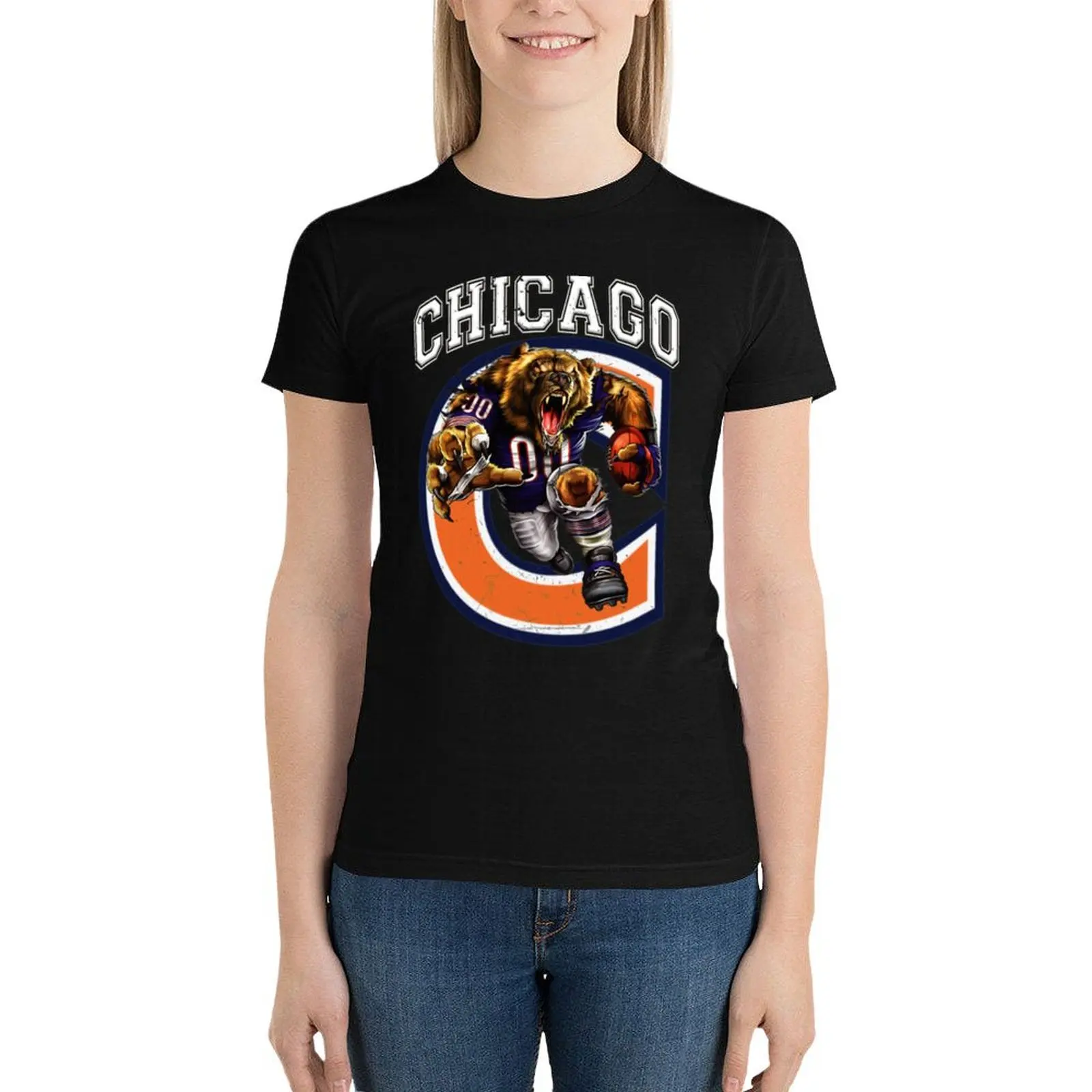 Chicago Voetbal T-Shirt Douane Ontwerp Uw Eigen Nieuwe Editie Grappige Shirts Grafische T-Shirts Voor Vrouwen