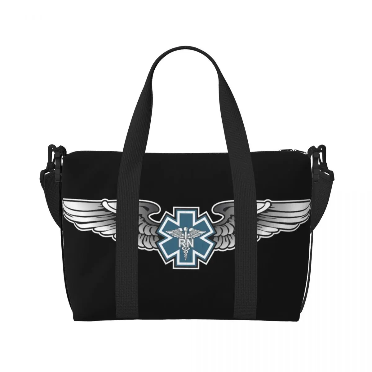 Benutzerdefinierte Star Of Life Logo Lebensmittel Einkaufstasche Tasche Frauen große Kapazität Emblem EMT Strand Gym Reisetaschen