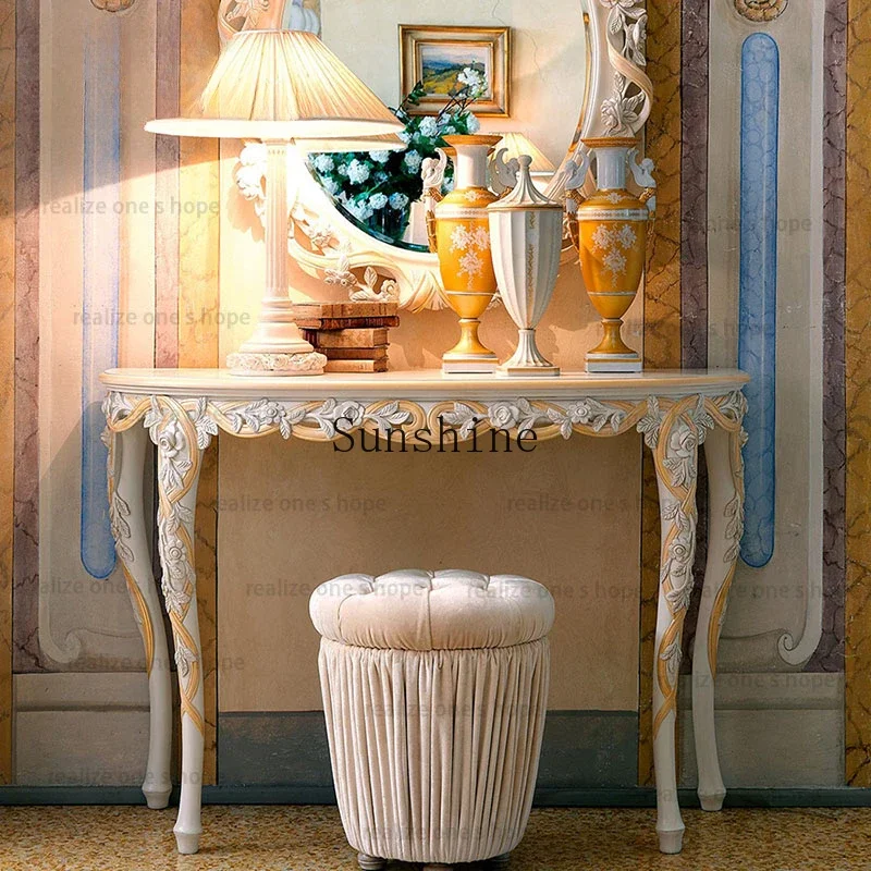 

European-style entrance table foyer luxury wall side cabinet against the wall semi-round end view table partition decoration