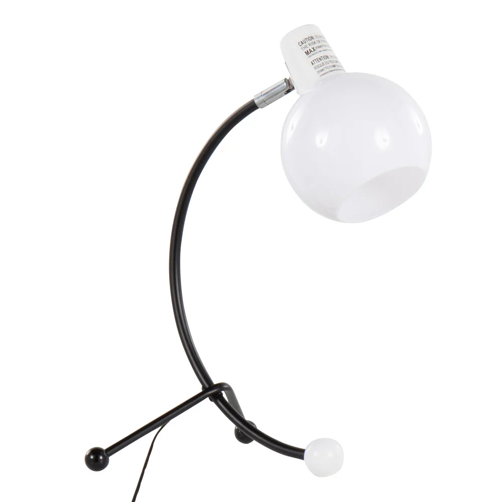 

Eileen Contemporary Task Lamp in Black Metal and White Plastic Shade By LumiSource Kitchen Island Living Bedroom Hallway Laundry