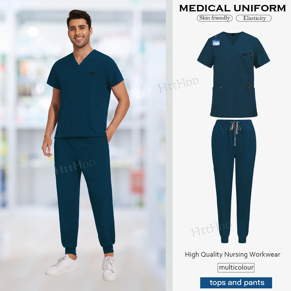 Peelings Uniformen setzt medizinische Pflege Betrieb Peeling Uniformen kurz ärmel ige Tops Hosen atmungsaktive elastische Arbeits kleidung Großhandel – Detail 12
