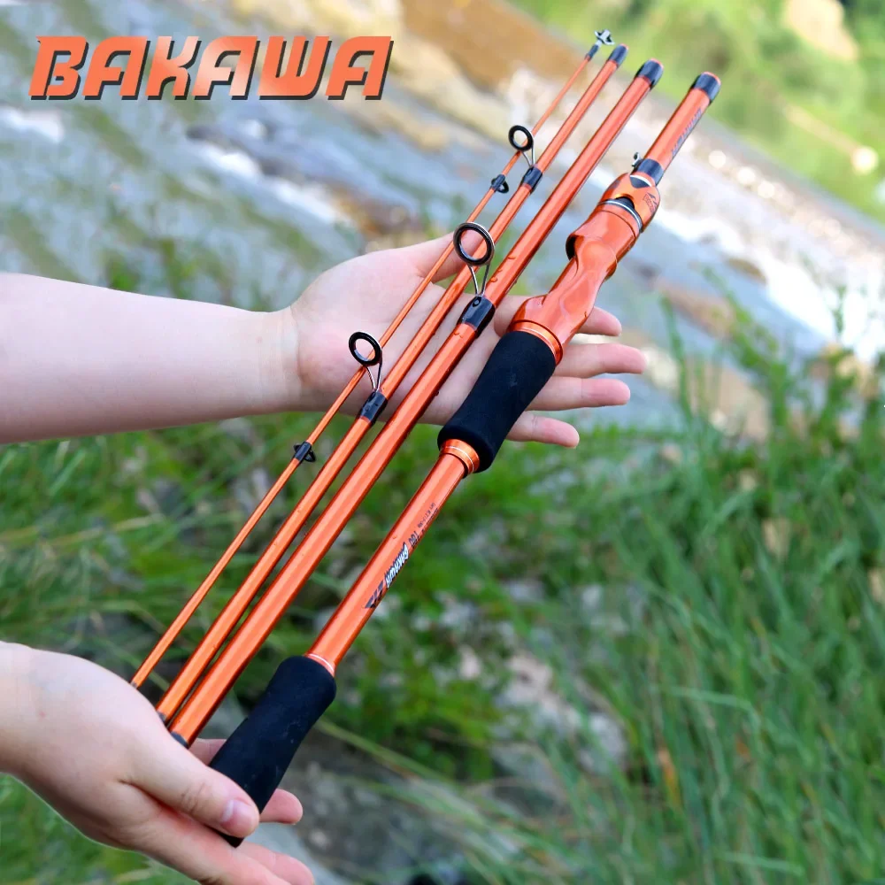 BAKAWA 4 sezioni canne da pesca Spinning portatili 1.8M 2.1M Casting Power Ultralight Lure Carp Feeder Pole EVA Handle Fish Tackle