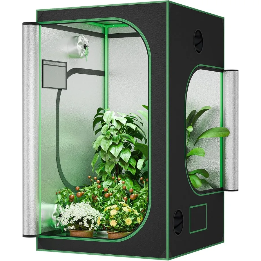 

Indoor Hydroponic Plant Growing Room with Observation Window and Inner Tool Bag 600D Highly Reflective Fabric Cover 48x48x80 Id