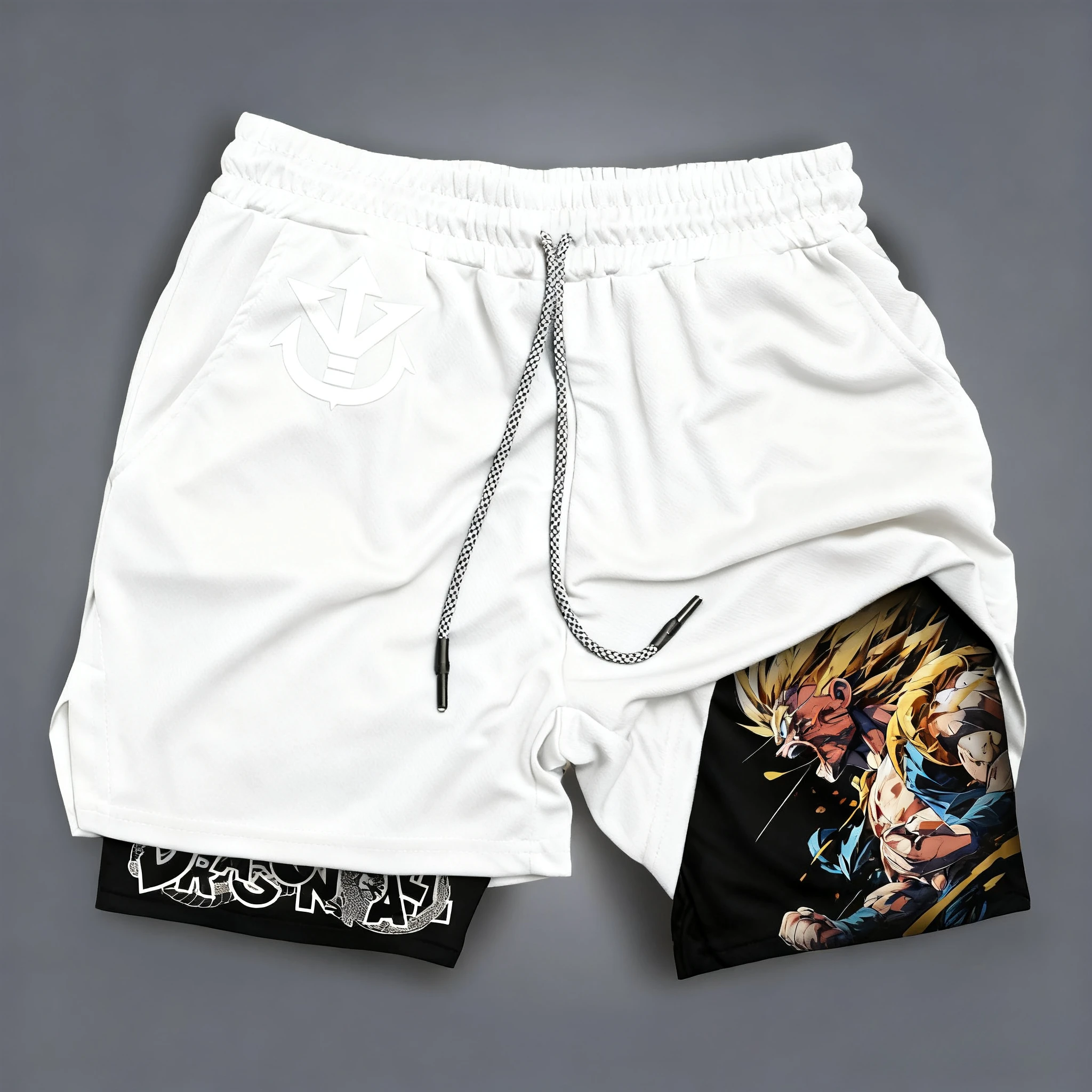 Summer Dragon Ball Anime Men Shorts Running Shorts Elastic Waistband Sports Fitness Gym Wear Double-layer Quick Dry Beach Pants