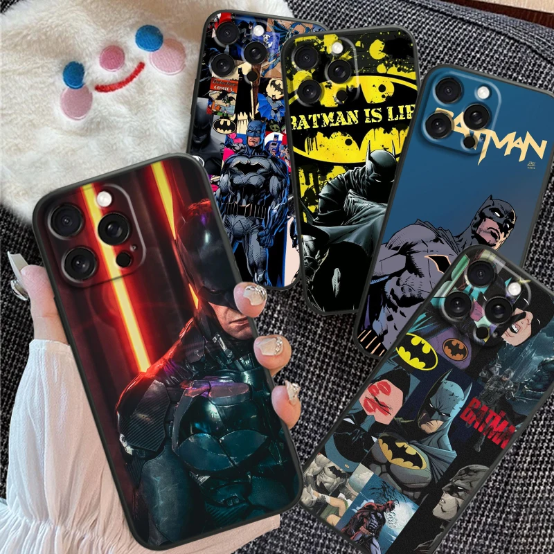 Hero B-Batman Hot For Apple iPhone 16 15 14 13 12 11 XS XR X Pro Max Plus Mini Black Cover Phone Case