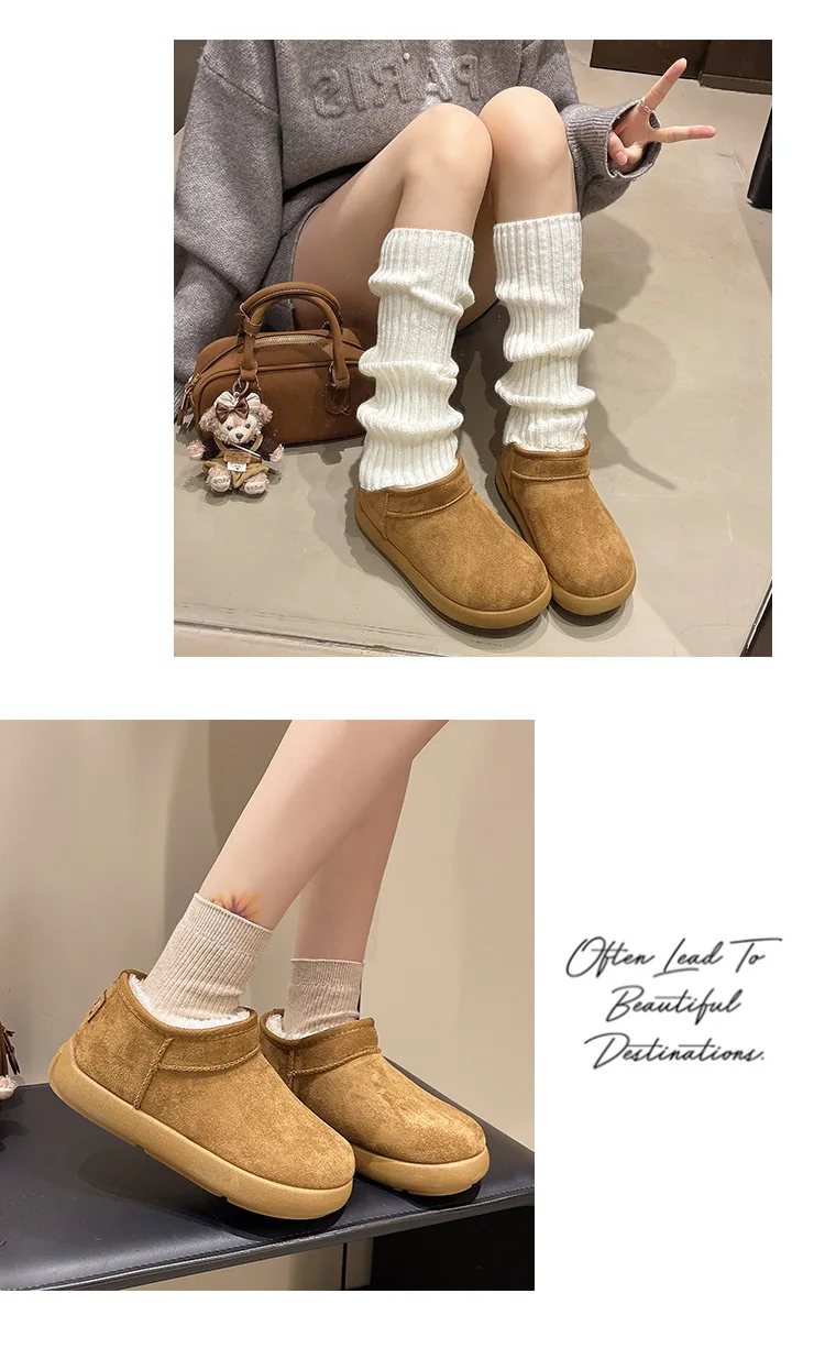 2026 Warme Bequeme Schuhe Damen Mode Kurze Schuhe Neue Winter Warme Stiefel Pelz Damen Schneestiefel – Detail 7