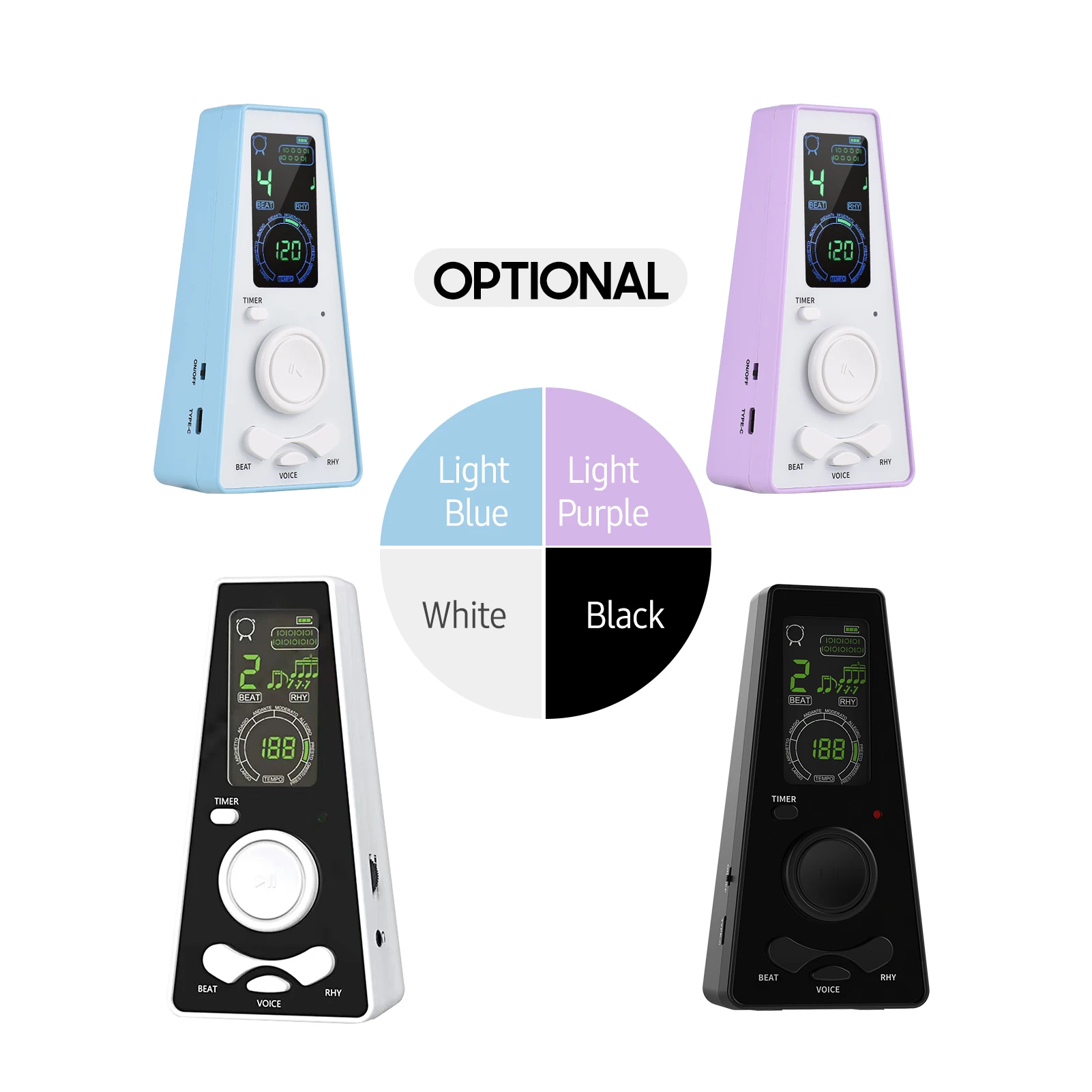 Electronic Digital Metronome Timer Universal Electronic Metronome with Volume and Beat Speed Control Battery USB Metronomes