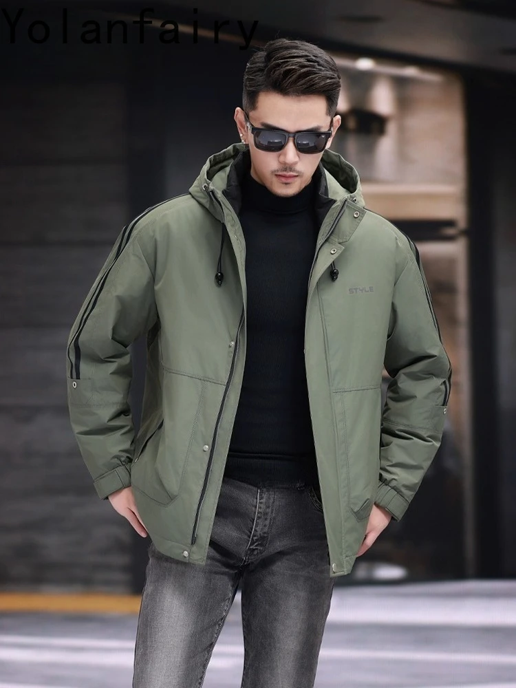 YOLANFAIRY Real Fur Parkas Men Clothing 2025 Winter Rex Rabbit Fur Liner Coat Man Hooded Warm Puffer Coats Jacket Windbreaker