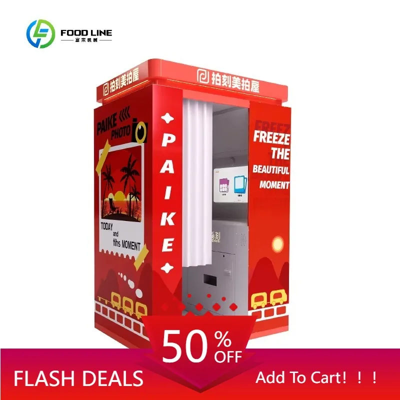 High Quality Metal Self-Service Photo Booth with Image Printing for Amusement Parks and Game Rooms Customized