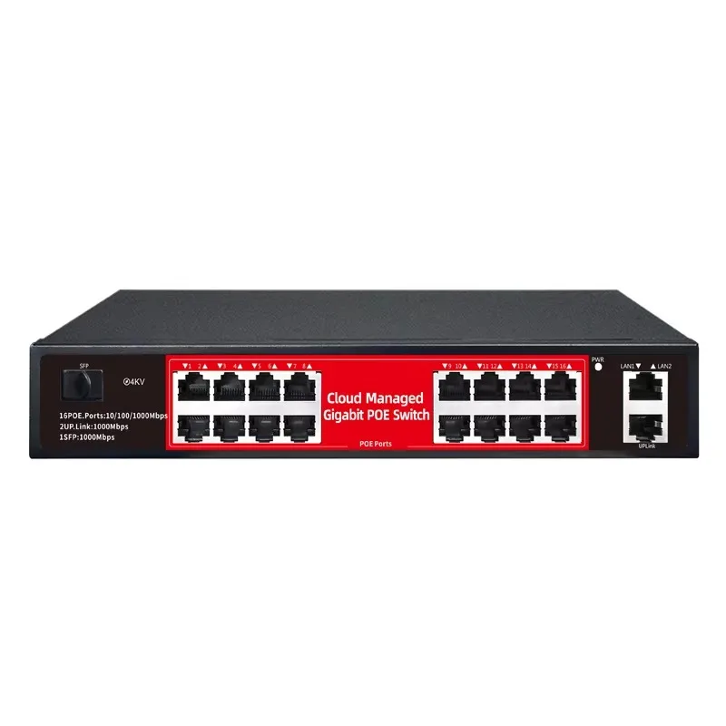 Poe Switch 16 Port Cloud Managed One Full Gigabit Support APP Controlling