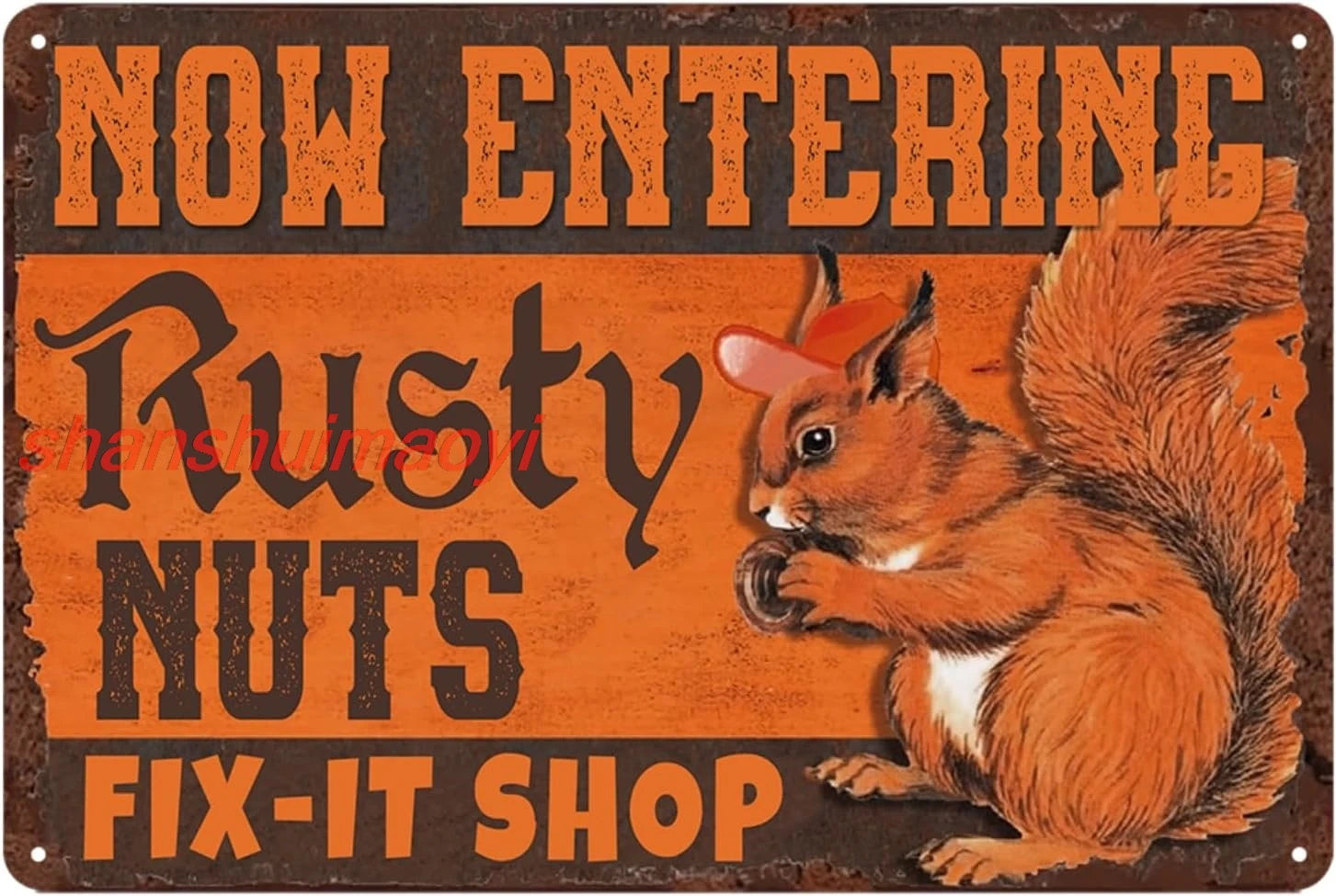 Funny Repair Shop Sign Vintage Metal Tin Sign Now Entering Rusty Nuts Fix-It Shop Signs For Repair Store Garage Wall Decora sign