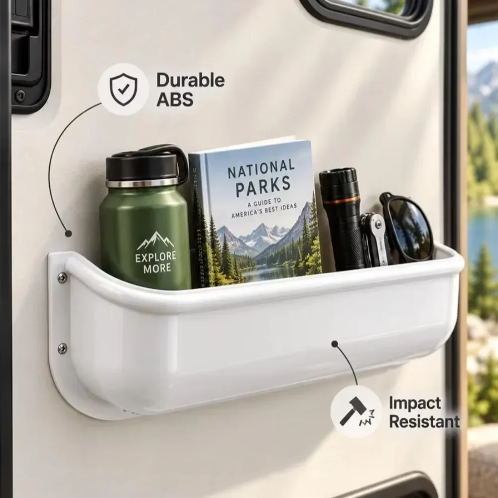 Mount Long Slot Organizer for RV Door Mount Storage Box with Screws Installation ABS Wall Anti-Collision Temperature Resistant