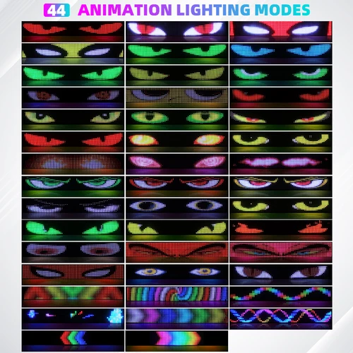 Imagen 2 del producto Panel de luz LED de píxeles con ojo de diablo para camión, Control por aplicación remota, 12-24V, bricolaje, iluminación de texto personalizada, desplazamiento plegable para parabrisas de tablero