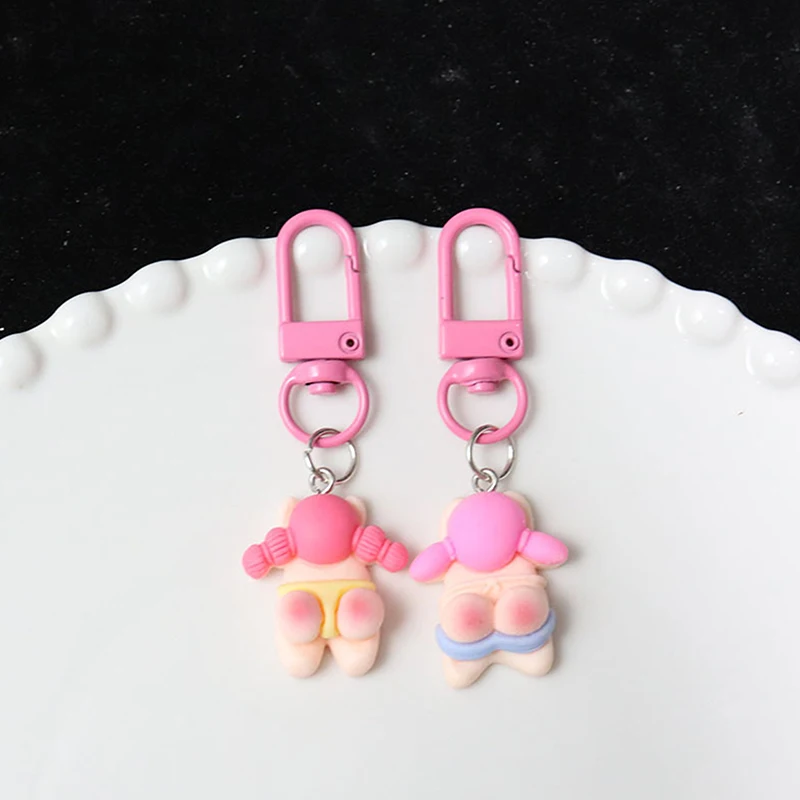 Peach Butt Swimsuit Girl Keychain Cartoon Bag Pendant Creative Couple Gift Accessories