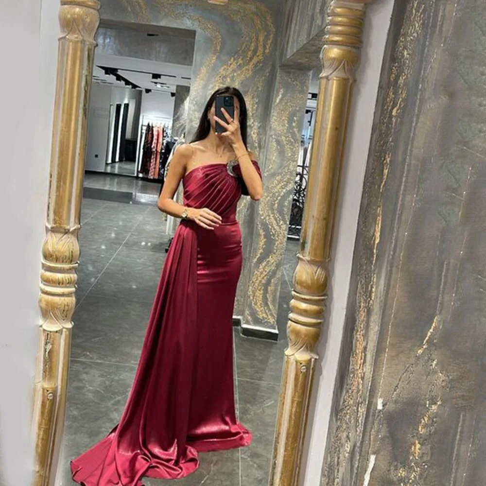 

Modern One Shoulder Evening Dresses For Women Sleeveless V-Neck Zipper Prom Gowns Sequin Mermaid Sweep Train فساتين مناسبة رسمية