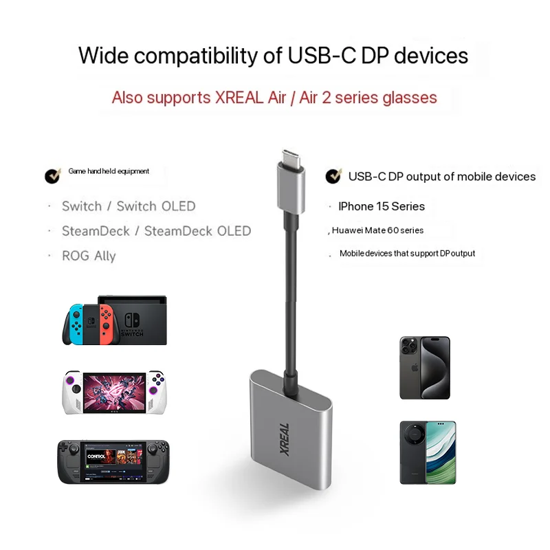 XREAL Hub 120hz USB-C PD Fast Charging Adapter Video Adapter For XREAL AIR AIR2 Air 2 pro Glasses Switch PS4 PS5 Converter