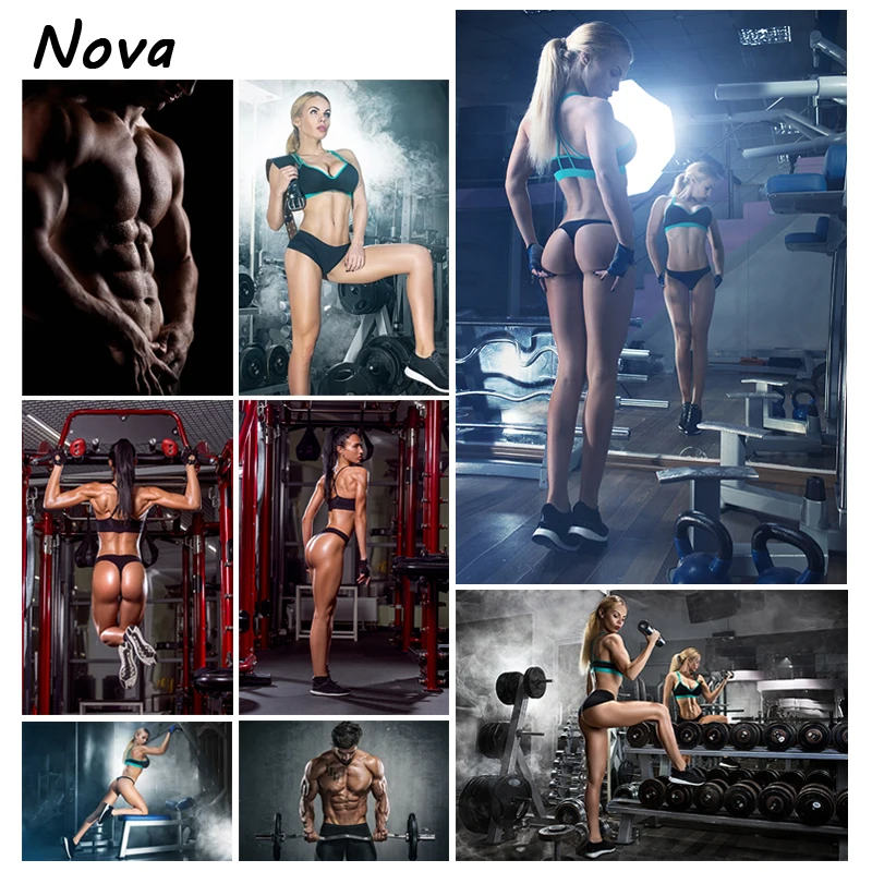 Sexy Bodybuilder Girl Muscular Male Inspirational Poster Fitness Sports Mural Canvas Posters Prints Wall Pictures Gym Home Decor