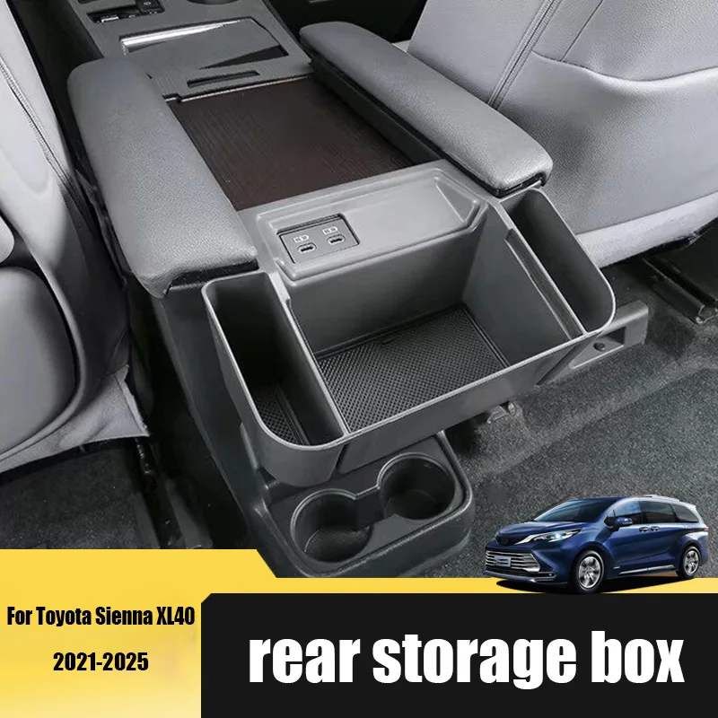 for Toyota Sienna XL40 2021 2022 2023 2024 2025 Rear storage box made of ABS material and interior storage components