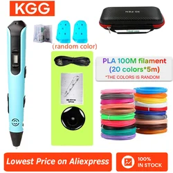 2025 LCD 3D Printing Pen with PLA Consumables 3D Graffiti Tool Friends Children Christmas New Year Birthday Gifts 9M Consumable