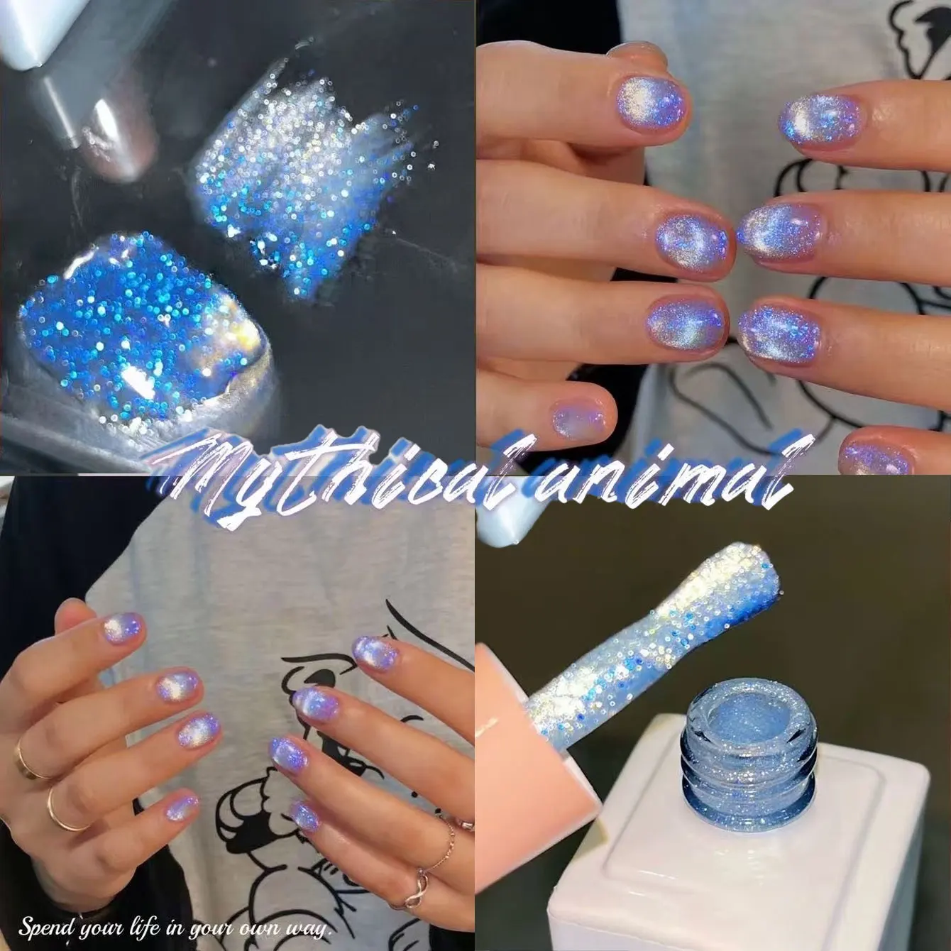 MIANEL Sailor Moon Blue Foil Flash Polarized Cat Eye Gel Crystal Cat Eye Beads 2026 Summer New Vibe Nails