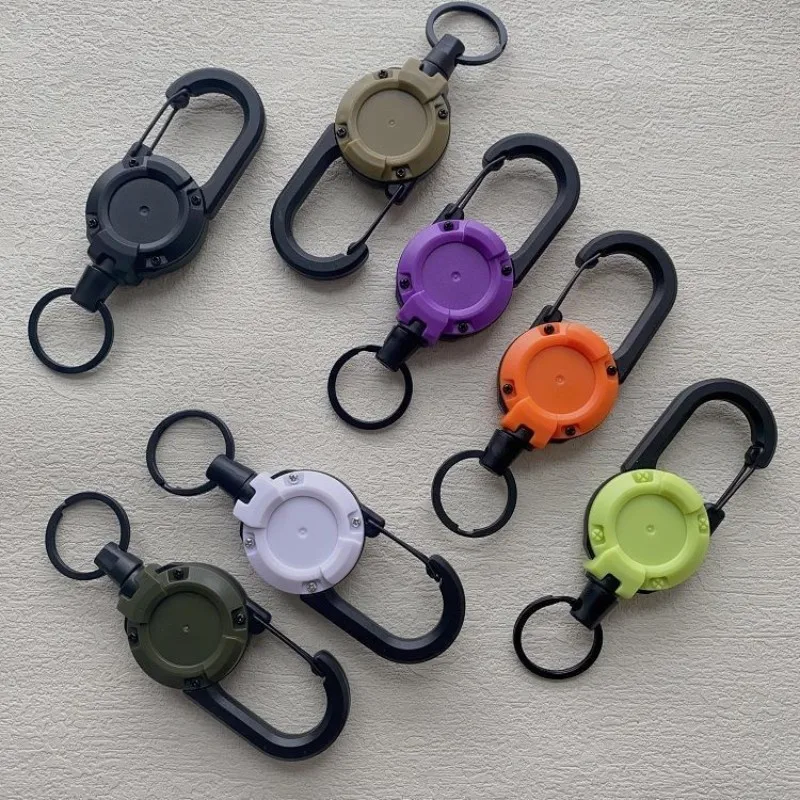 Heavy-Duty Extendable Keychain With 23.62 inch Steel Wire Rope - Tactical Climbing Buckle, Anti-Theft Multifunctional Tool