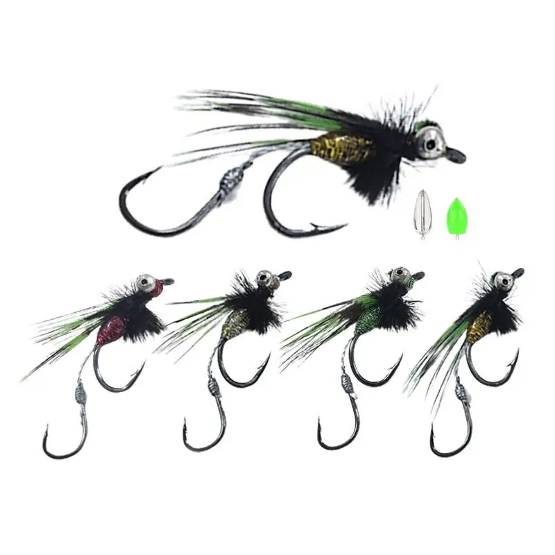 Fly Fishing Poppers Fly Assortment 5 Pcs Vibrant Colors Handmade Fly Fishing Kit Lures For Saltwater And Freshwater