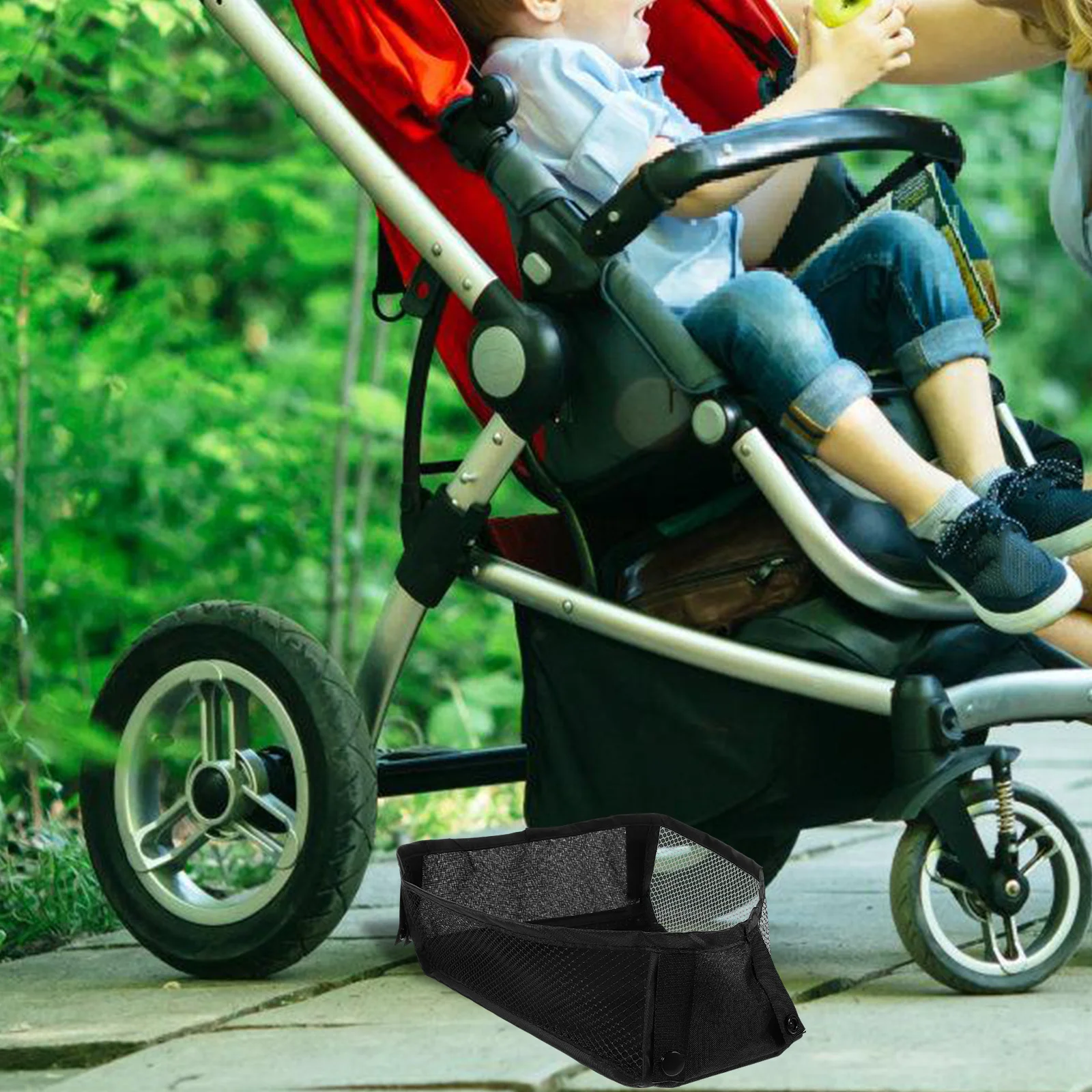 

Stroller Bottom Storage Bag Universal Baby Organizer Pouch For Diaper Pacifier Rattle Milk Bottle Use Compatible With Most