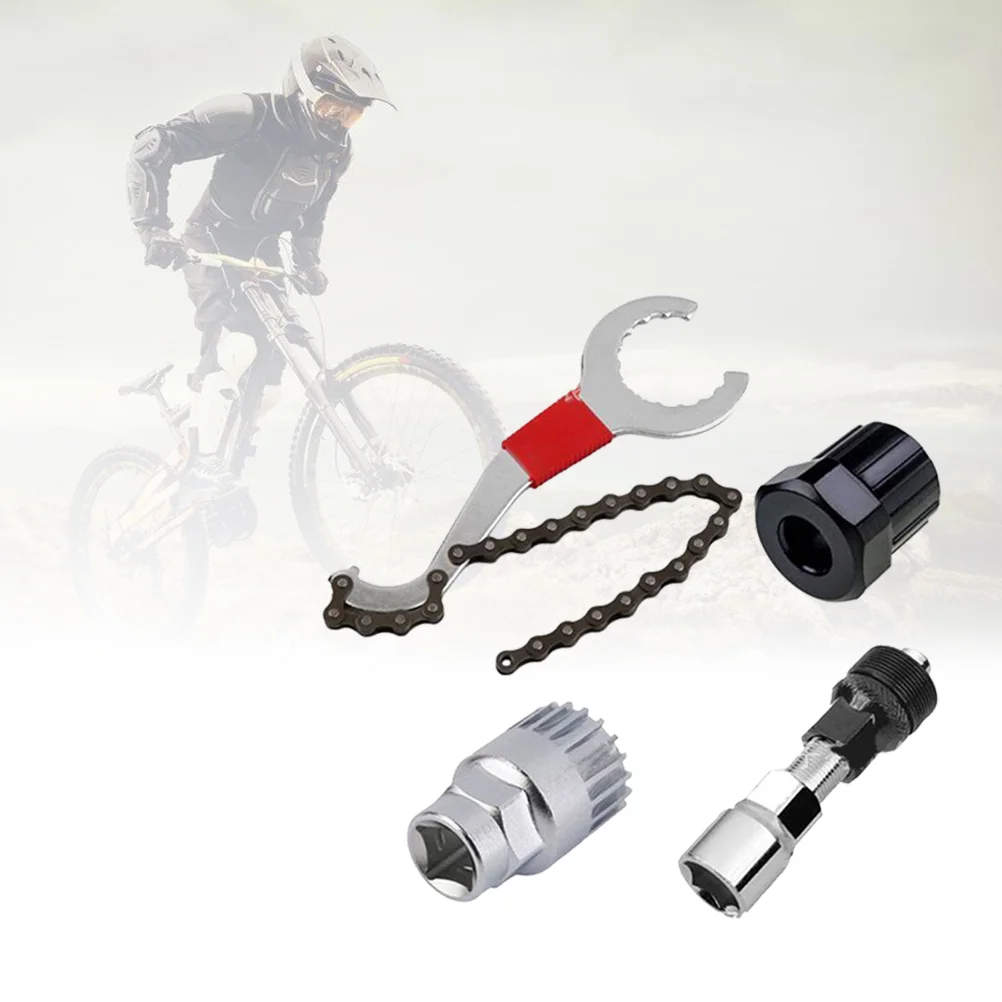 

4PCS Set Bike Repair Tool Kit Chain Removal Bracket Freewheel Crank Puller Tire Chains Mountain Bike Tool