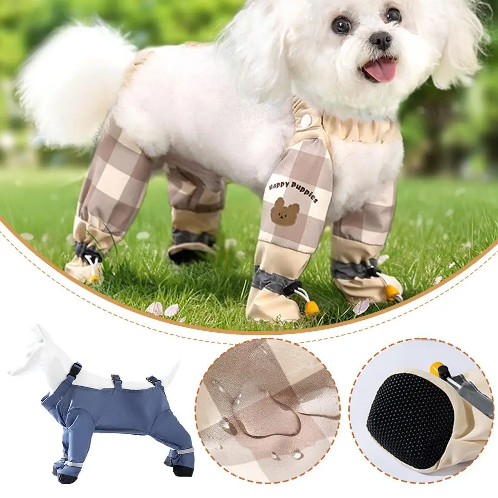 Botas impermeáveis para cães, botas de chuva com suspensório, 2025 novas calças à prova de poeira ao ar livre, mangas sujas para cães ajustáveis h0g1