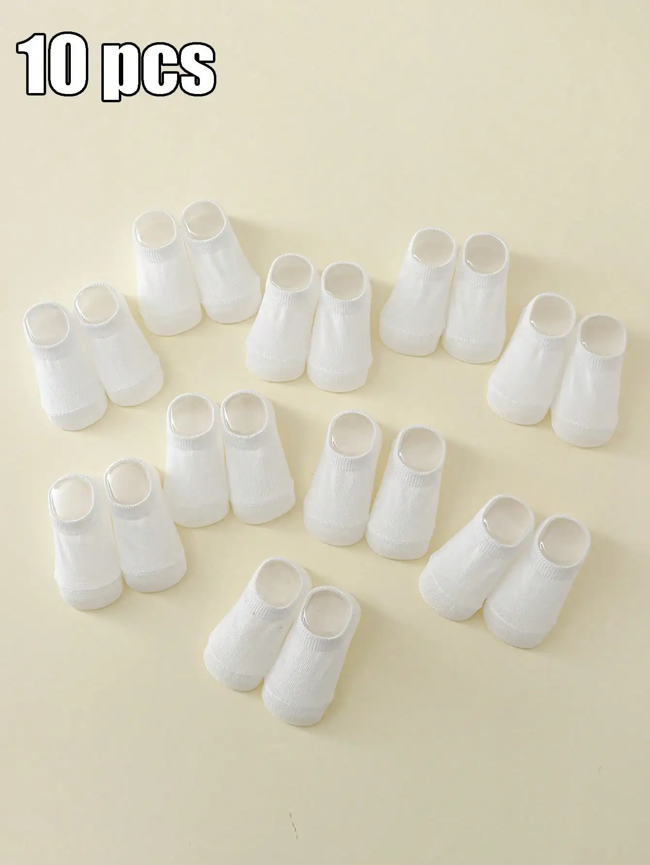 10 Pairs Solid White Baby Ankle Socks Soft Breathable Cotton Plain Short Socks Newborn Toddler 0-2Y Daily Basic Infant Socks
