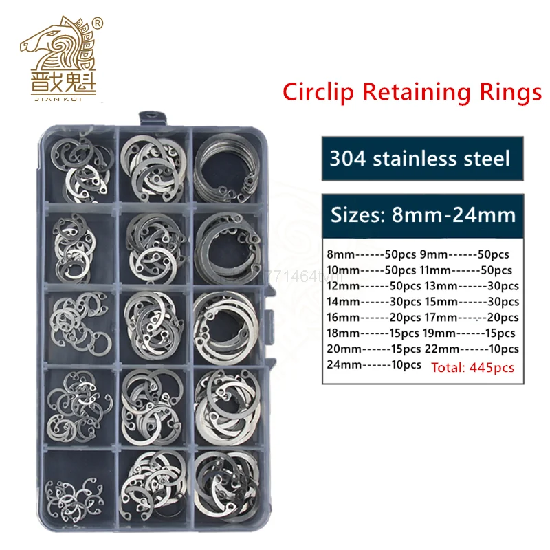 445Pcs C Soort Interne Borgring Behoud Ringen Assortiment Kit Voor Gat Rvs Carbon Staal Borgring Snap Ringen DIN472