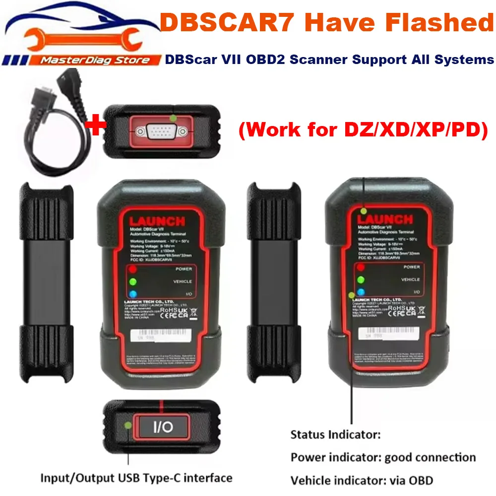 

Newest DBScar VII DBSCAR7 4 in 1 Version Support DZ/XD/PO/XP DBScar7 SN 9884 CAN FD Doip Car Truck EV Diagnostic Tool