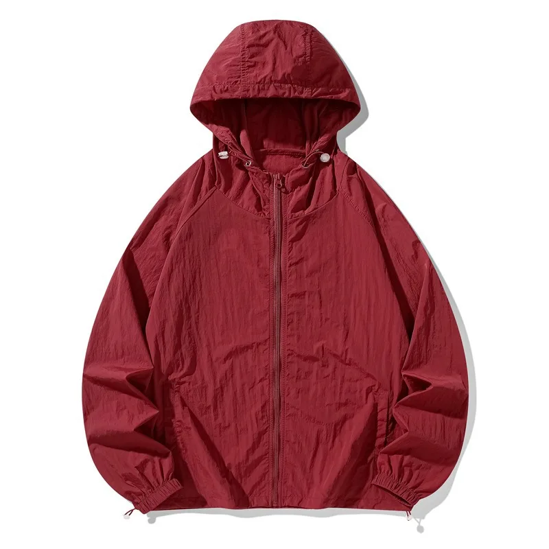 Men Lightweight Sunscreen Jacket Summer Windproof UPF50+Sun Protection Clothing Breathable Hooded Camping Jacket Oversize Hiking