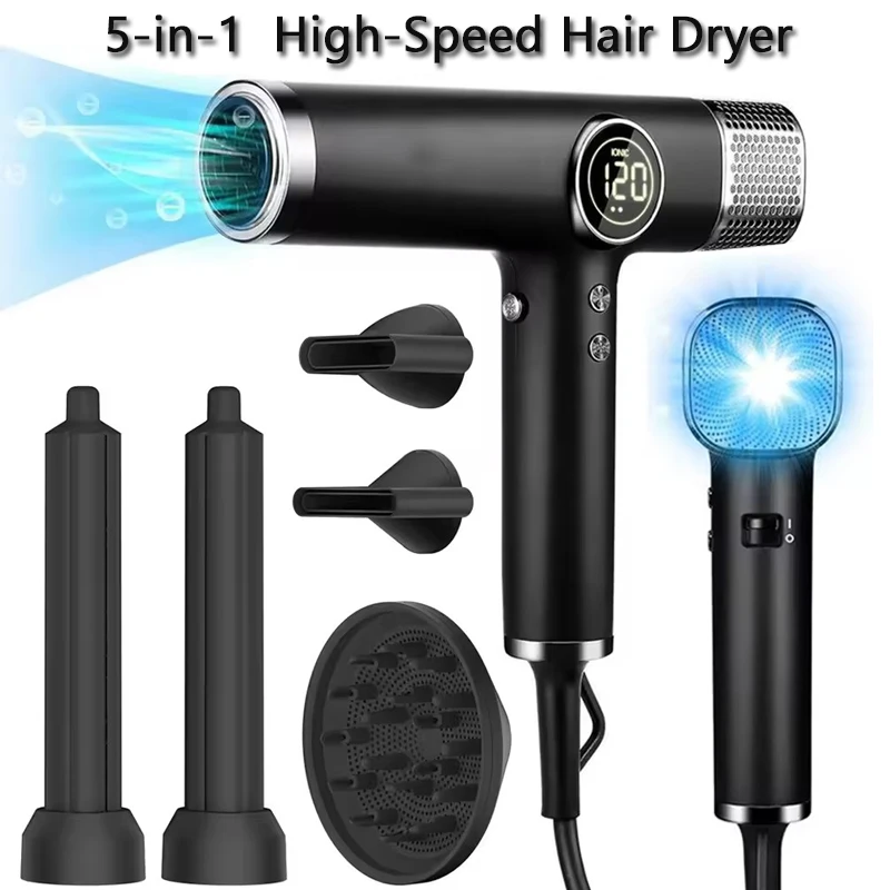 1800W Professional Hair Dryer Negative Ions Blow Dryer 110000 RPM High-Speed Brushless Lownoise 5 in 1 Salon Hair Styler Tools