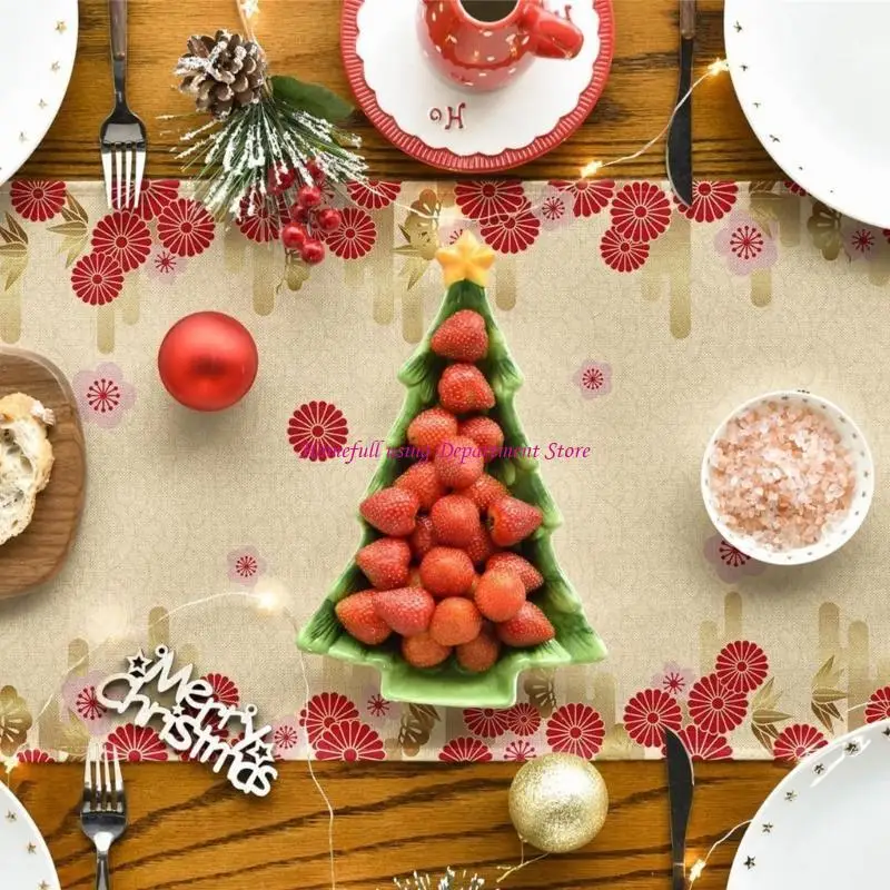 New Years 2025 Snake Zodiacs Table Runner Table Cover for Spring Festival Dining Table and Kitchen Decoration